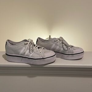 adidas White Low-Top Platform Sneakers